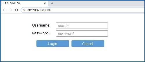 192.168.0.100 default username password